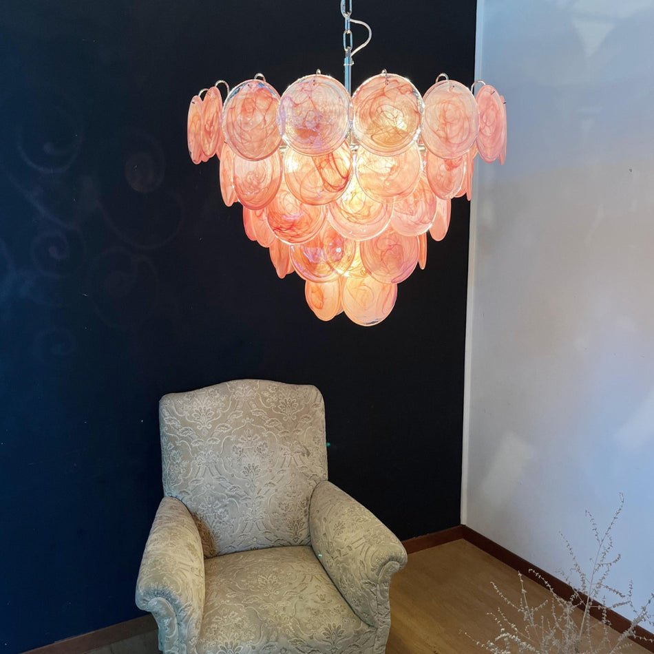 Pink Murano Disc Chandelier - Vakkerlight