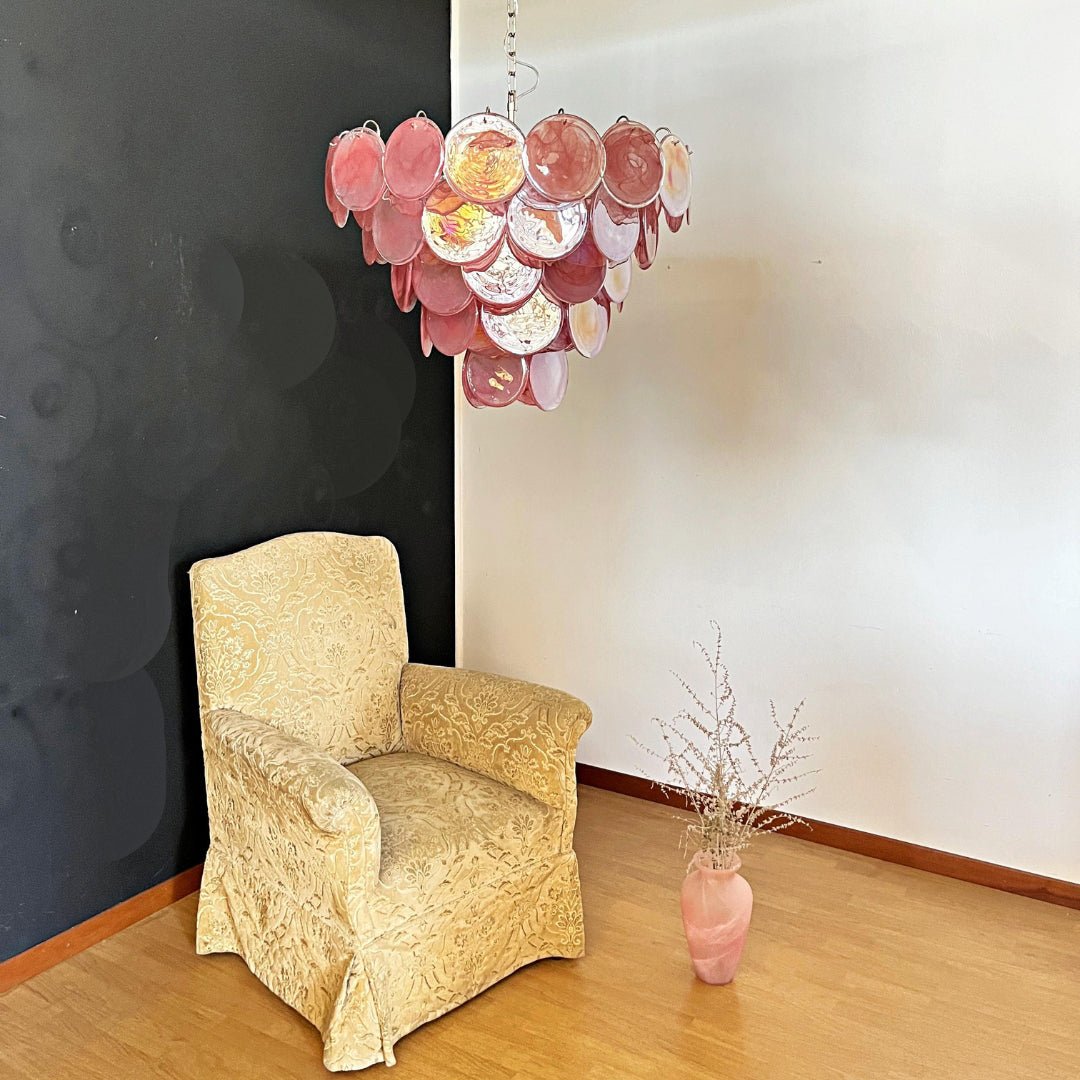 Pink Murano Disc Chandelier - Vakkerlight