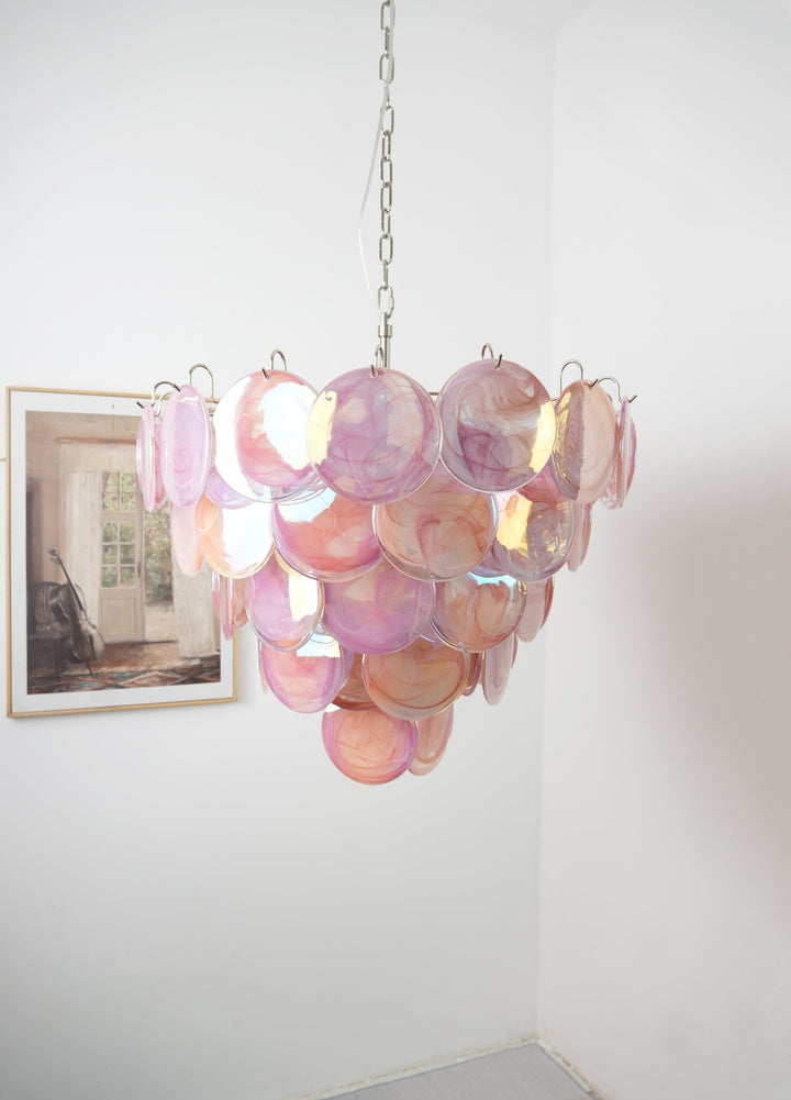 Pink Murano Disc Chandelier - Vakkerlight