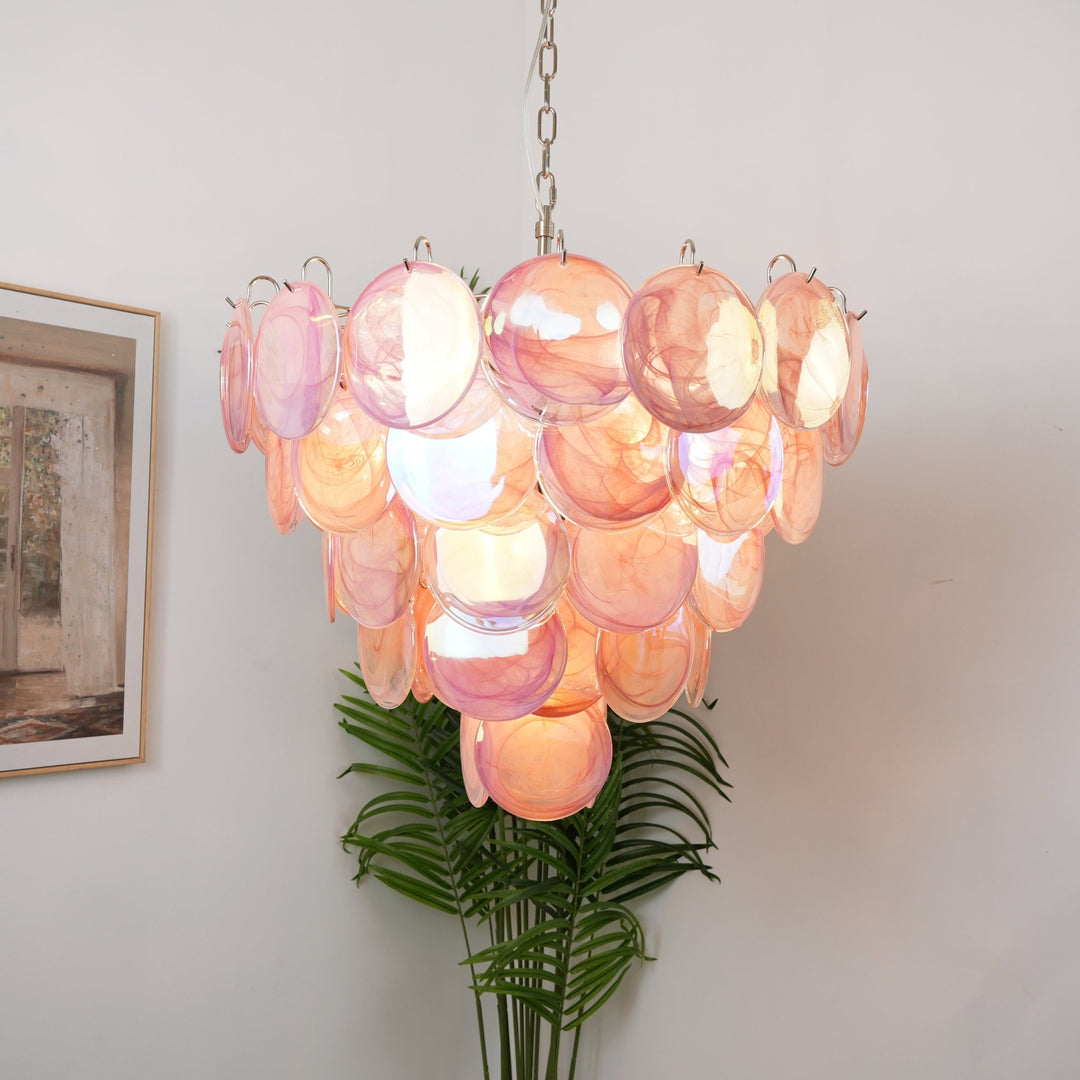 Pink Murano Disc Chandelier - Vakkerlight