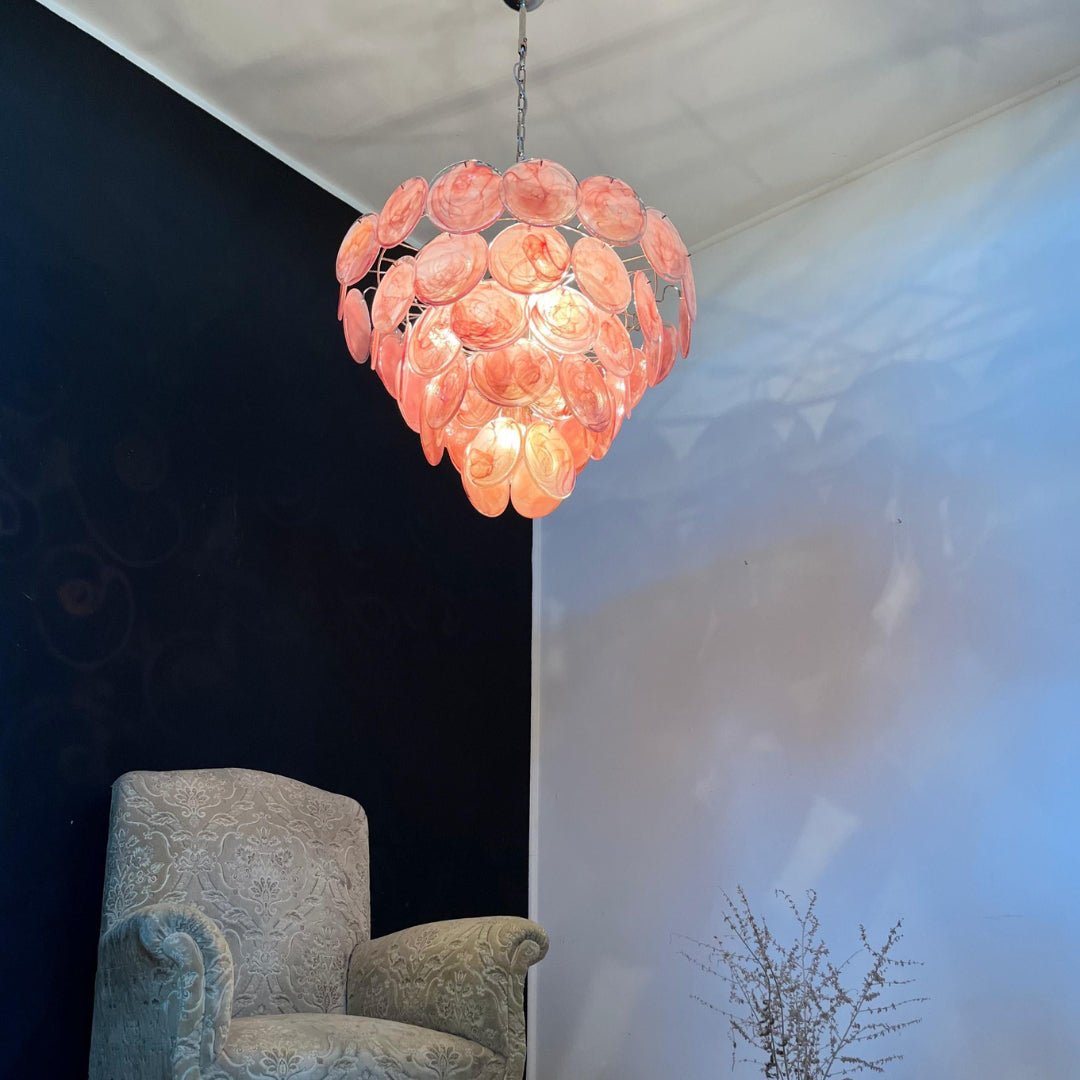 Pink Murano Disc Chandelier - Vakkerlight