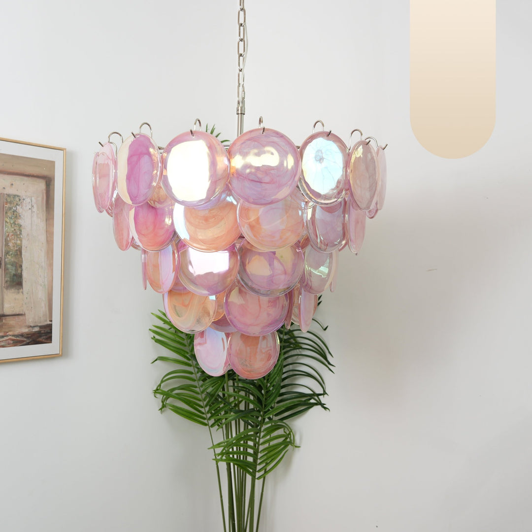 Pink Murano Disc Chandelier - Vakkerlight