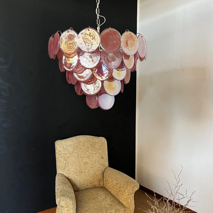 Pink Murano Disc Chandelier - Vakkerlight