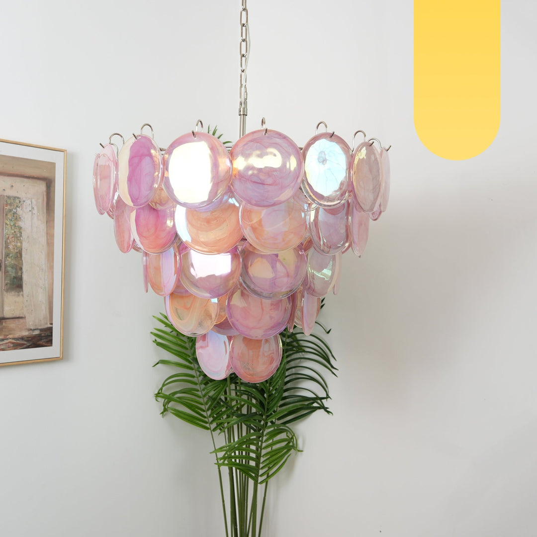 Pink Murano Disc Chandelier - Vakkerlight