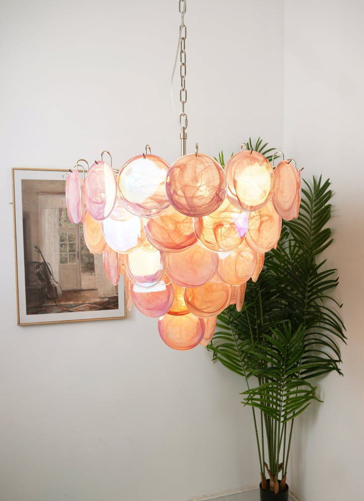 Pink Murano Disc Chandelier - Vakkerlight