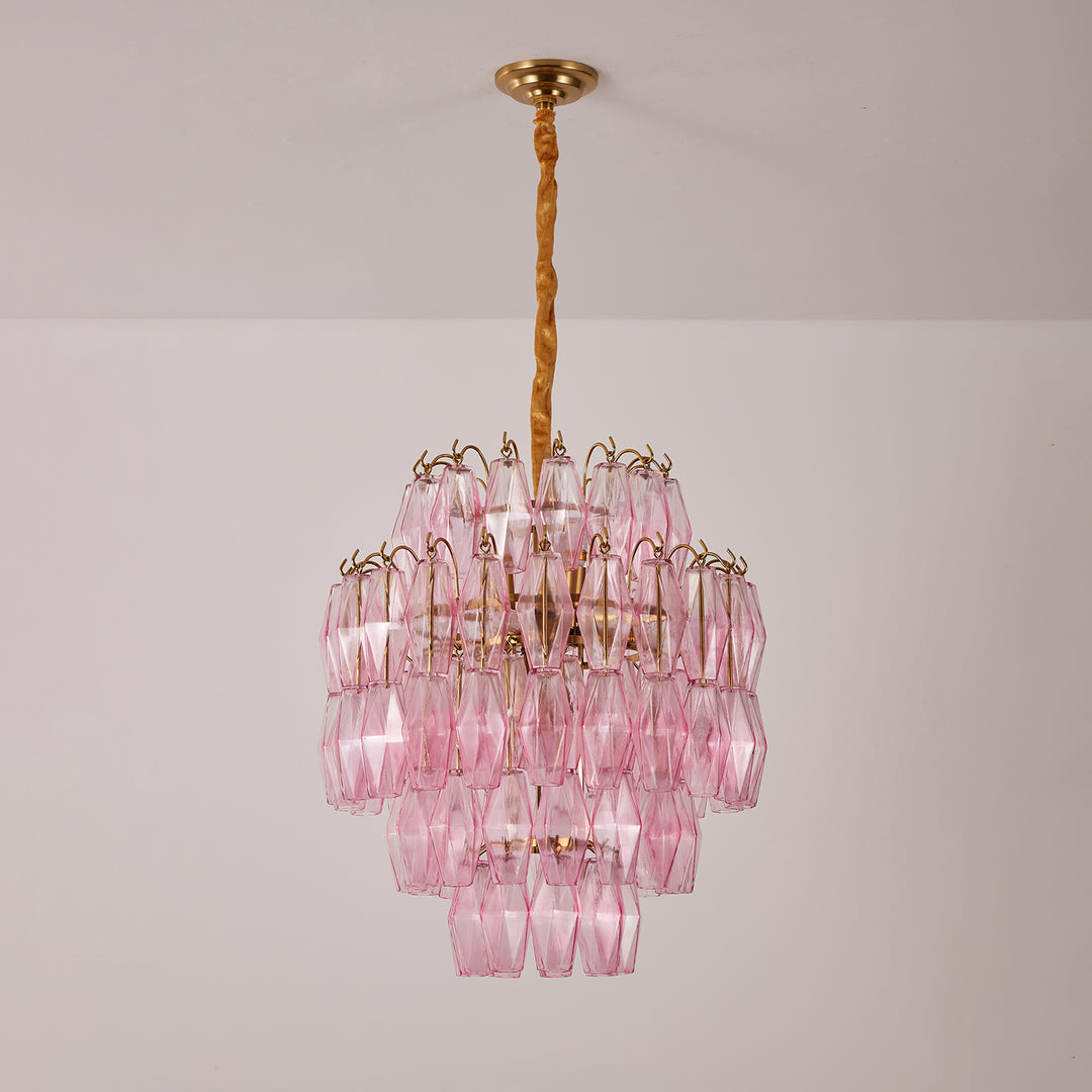 Pink Murano Glass Prism Chandelier - Vakkerlight