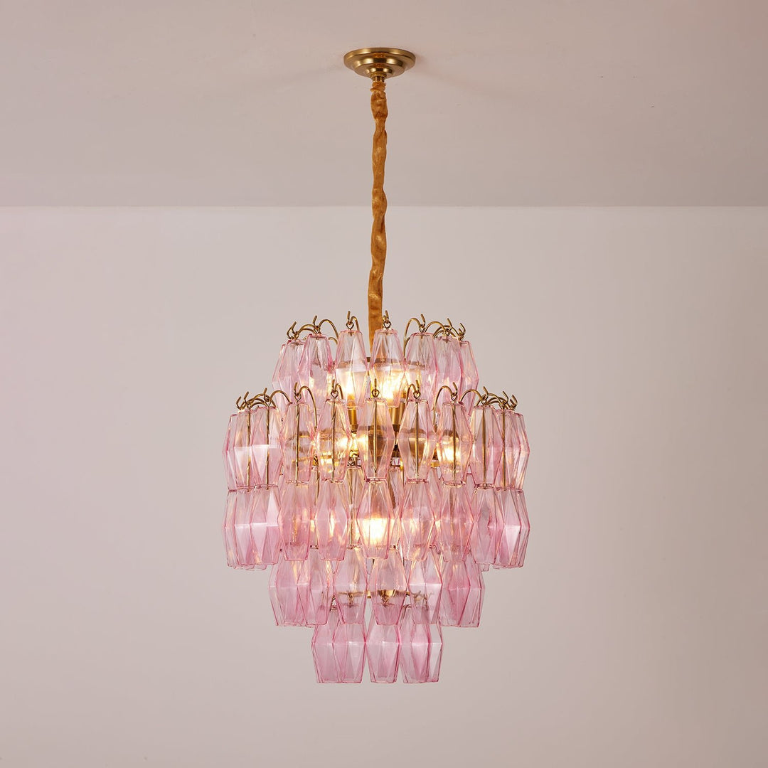 Pink Murano Glass Prism Chandelier - Vakkerlight