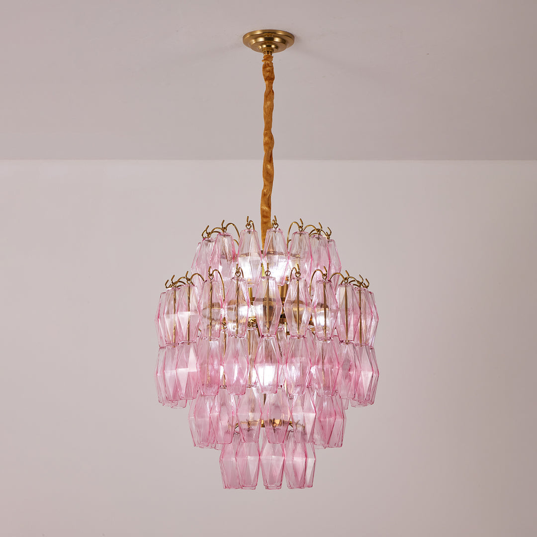 Pink Murano Glass Prism Chandelier - Vakkerlight