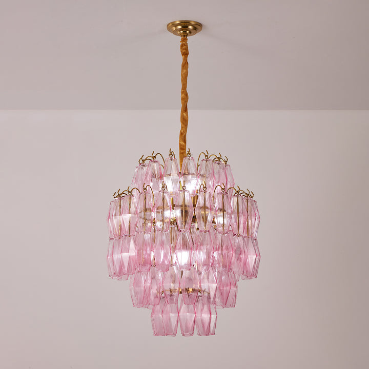 Pink Murano Glass Prism Chandelier - Vakkerlight