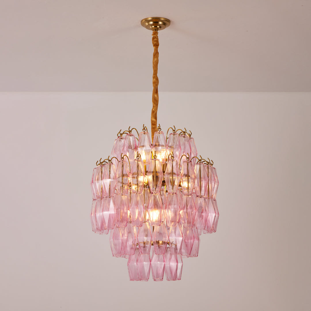 Pink Murano Glass Prism Chandelier - Vakkerlight