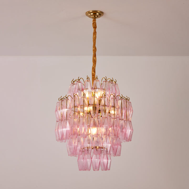 Pink Murano Glass Prism Chandelier - Vakkerlight