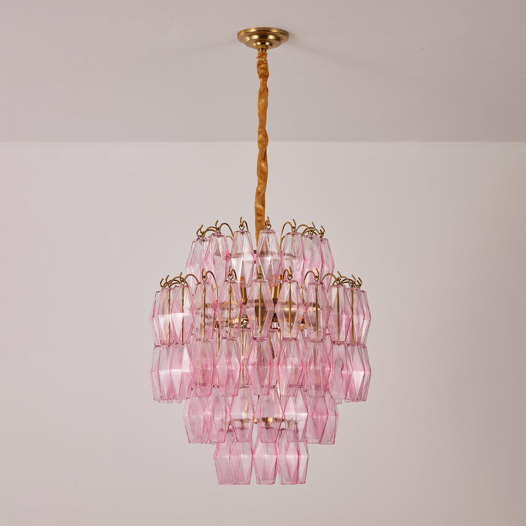 Pink Murano Glass Prism Chandelier - Vakkerlight