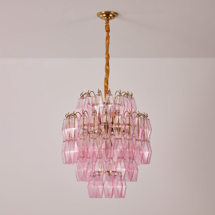 Pink Murano Glass Prism Chandelier - Vakkerlight