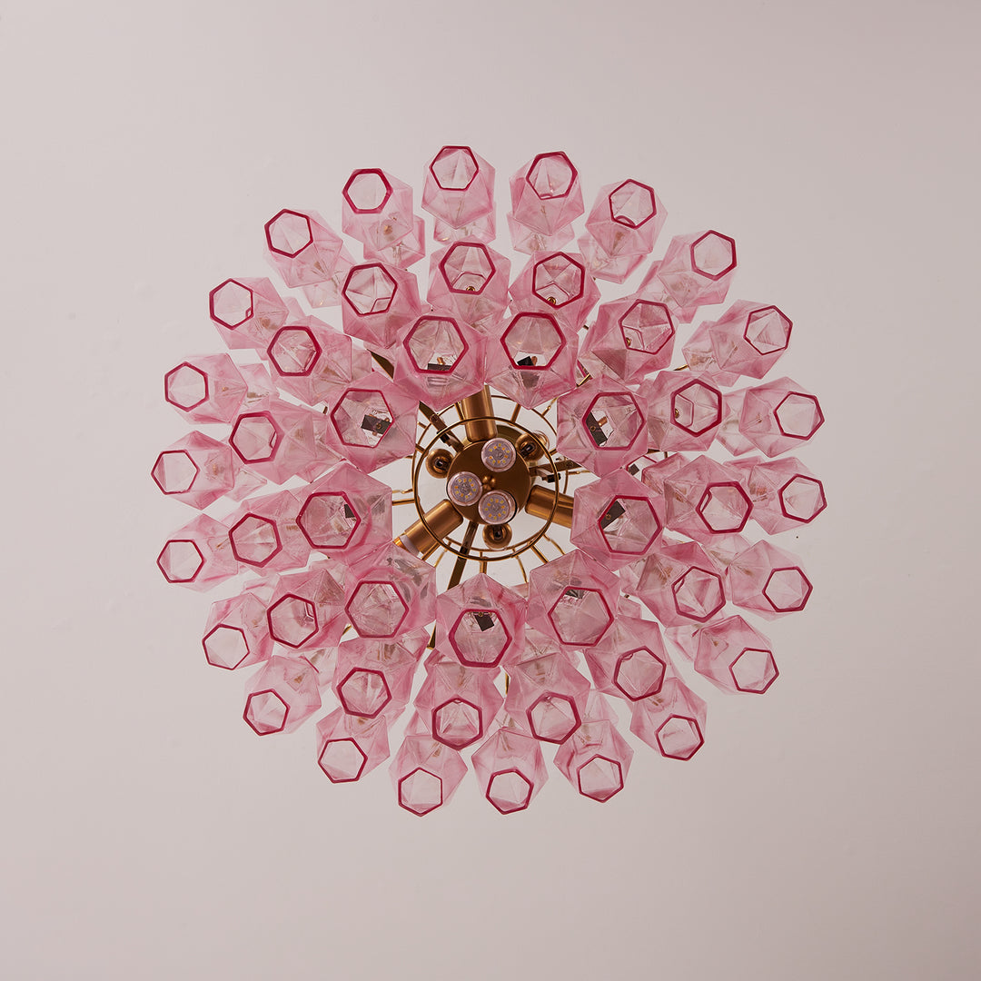 Pink Murano Glass Prism Chandelier - Vakkerlight