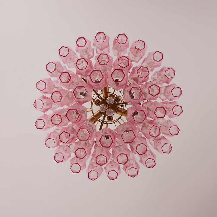 Pink Murano Glass Prism Chandelier - Vakkerlight