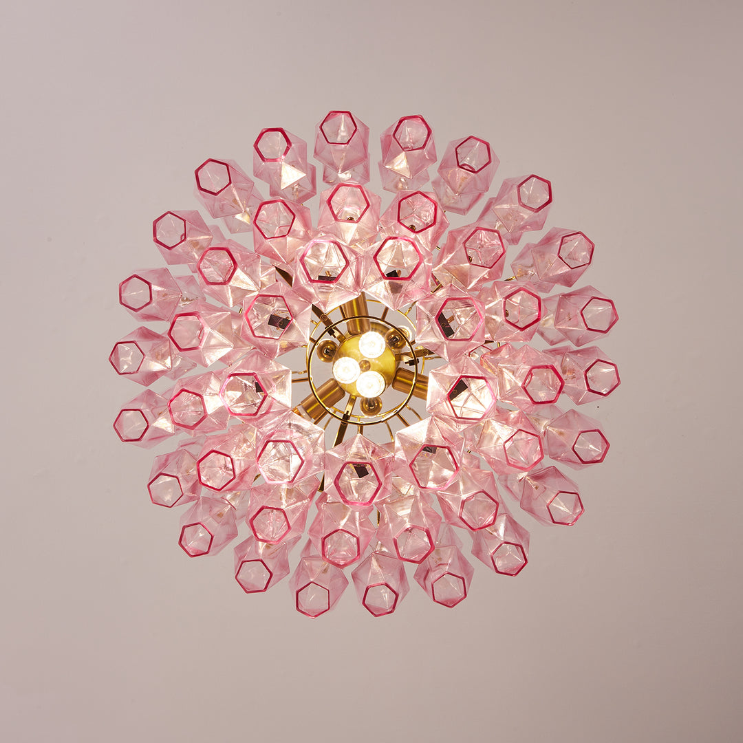 Pink Murano Glass Prism Chandelier - Vakkerlight