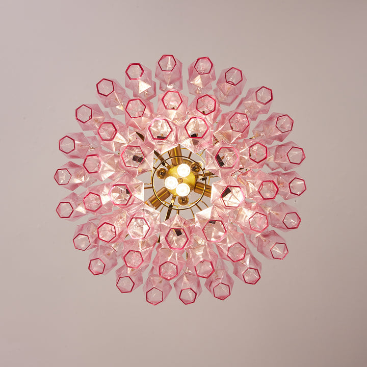 Pink Murano Glass Prism Chandelier - Vakkerlight