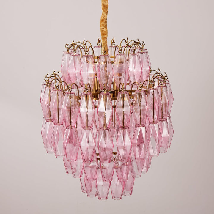Pink Murano Glass Prism Chandelier - Vakkerlight