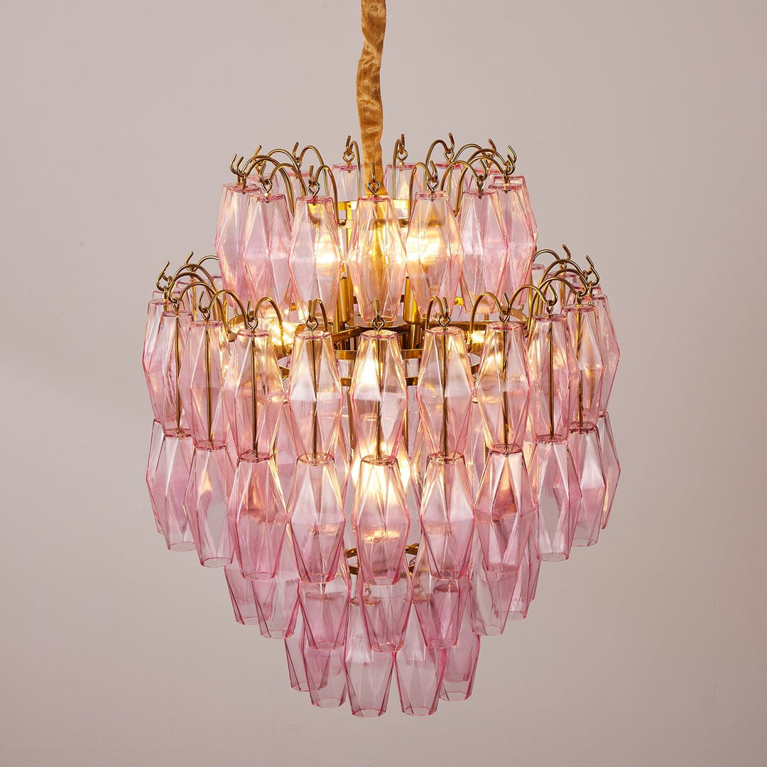 Pink Murano Glass Prism Chandelier - Vakkerlight
