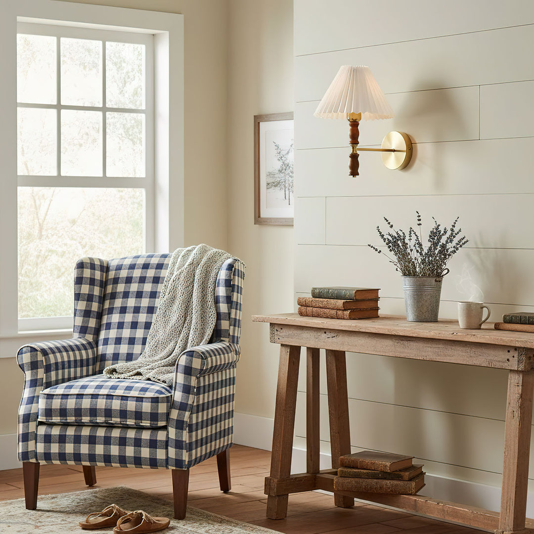 Pleated Walnut Wall Light - Vakkerlight