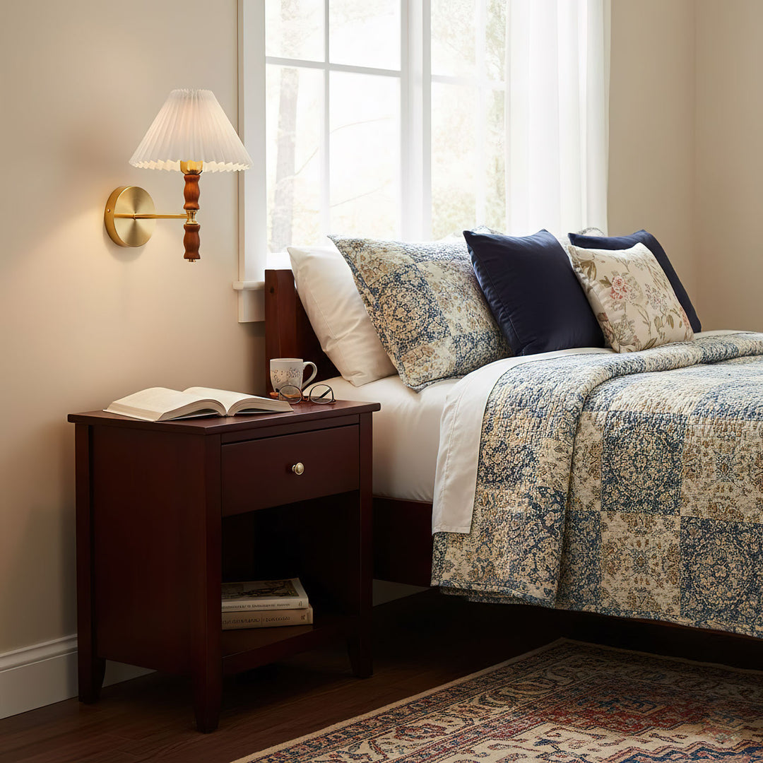 Pleated Walnut Wall Light - Vakkerlight