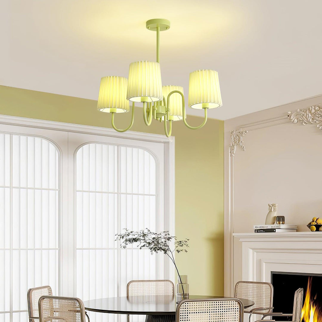 Pleated Fabric Matcha Chandelier - Vakkerlight