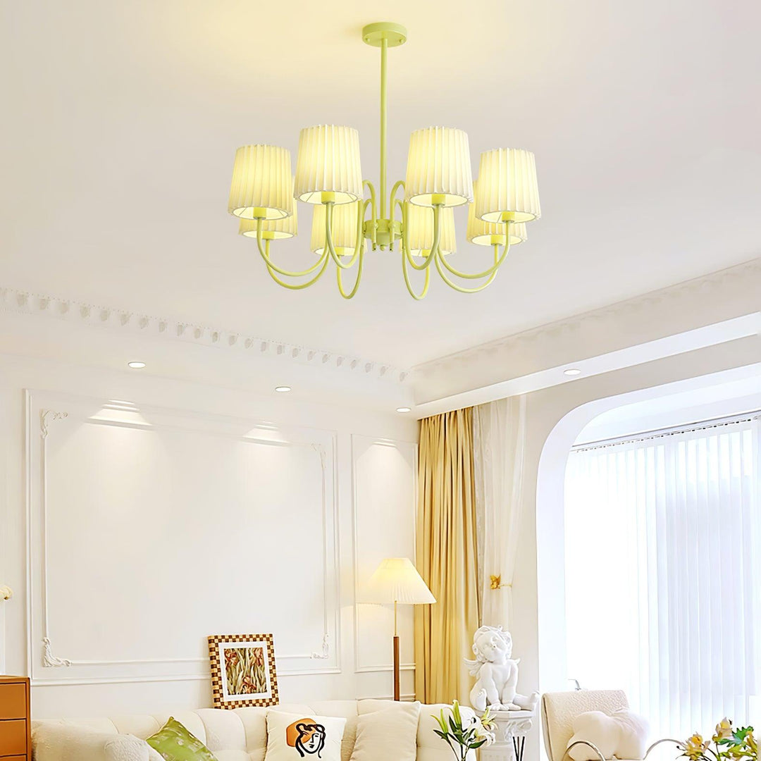 Pleated Fabric Matcha Chandelier - Vakkerlight