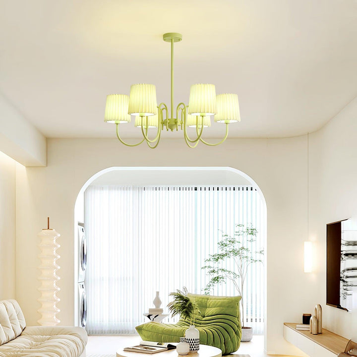 Pleated Fabric Matcha Chandelier - Vakkerlight