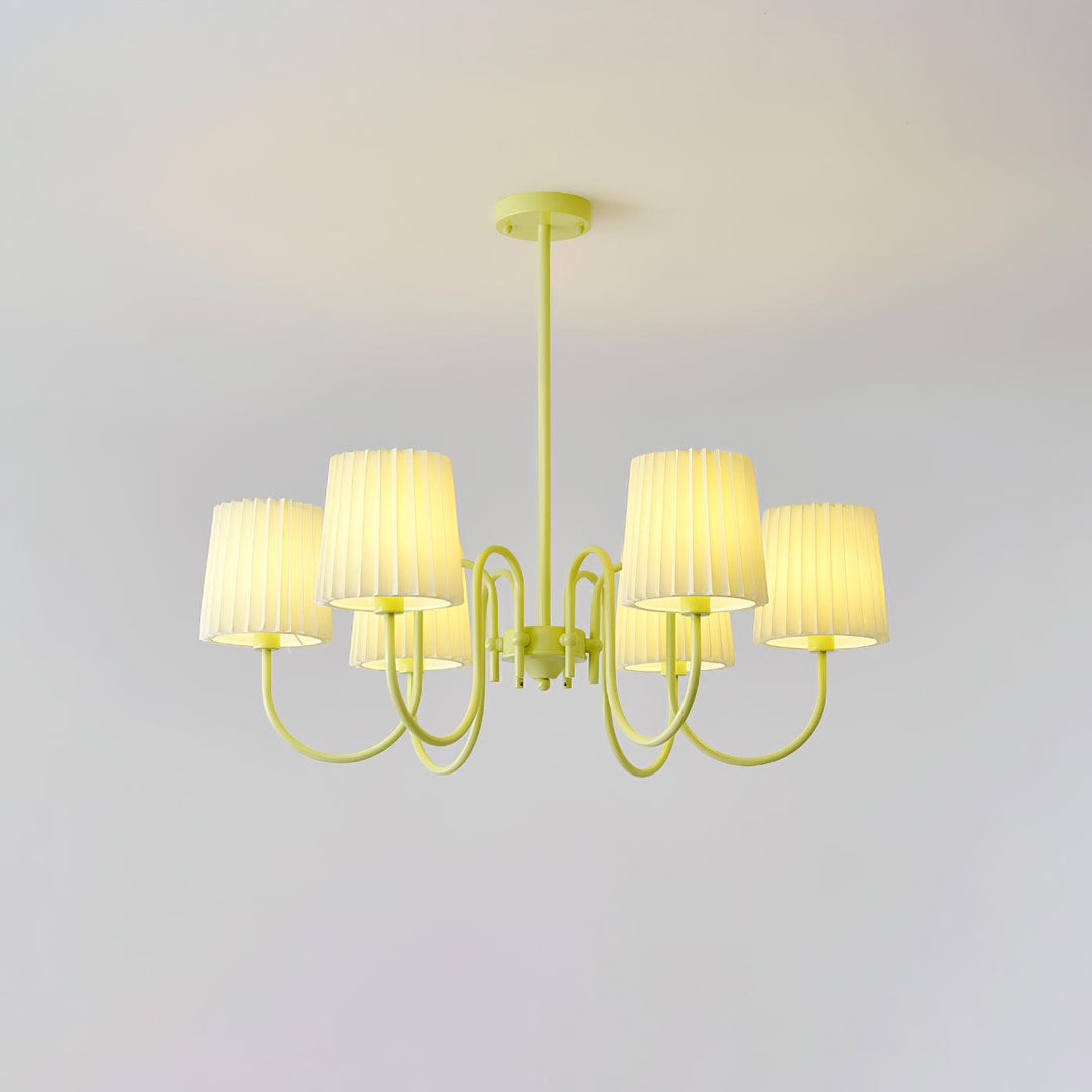 Pleated Fabric Matcha Chandelier - Vakkerlight