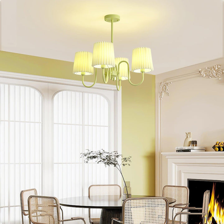 Pleated Fabric Matcha Chandelier - Vakkerlight