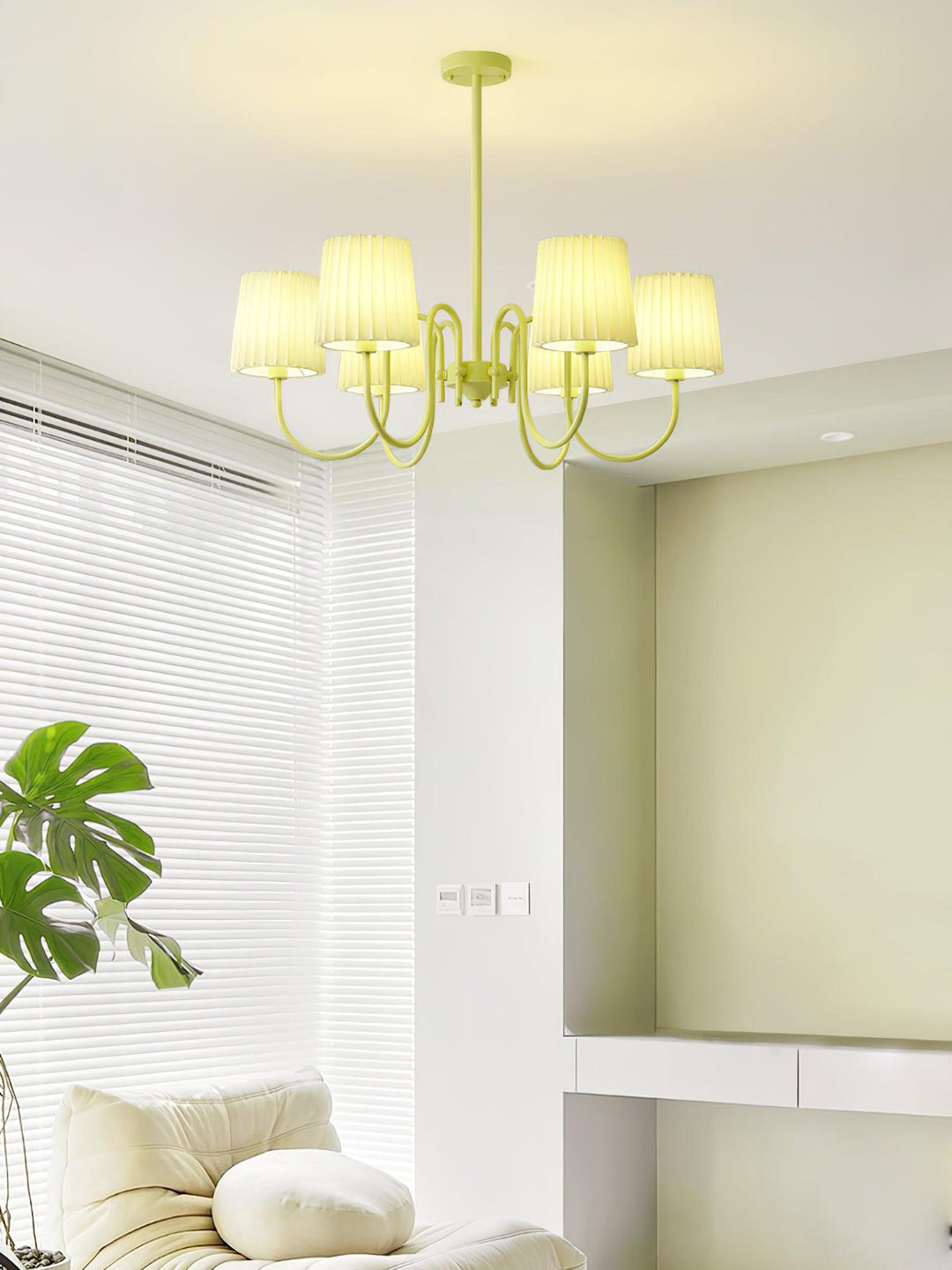 Pleated Fabric Matcha Chandelier - Vakkerlight