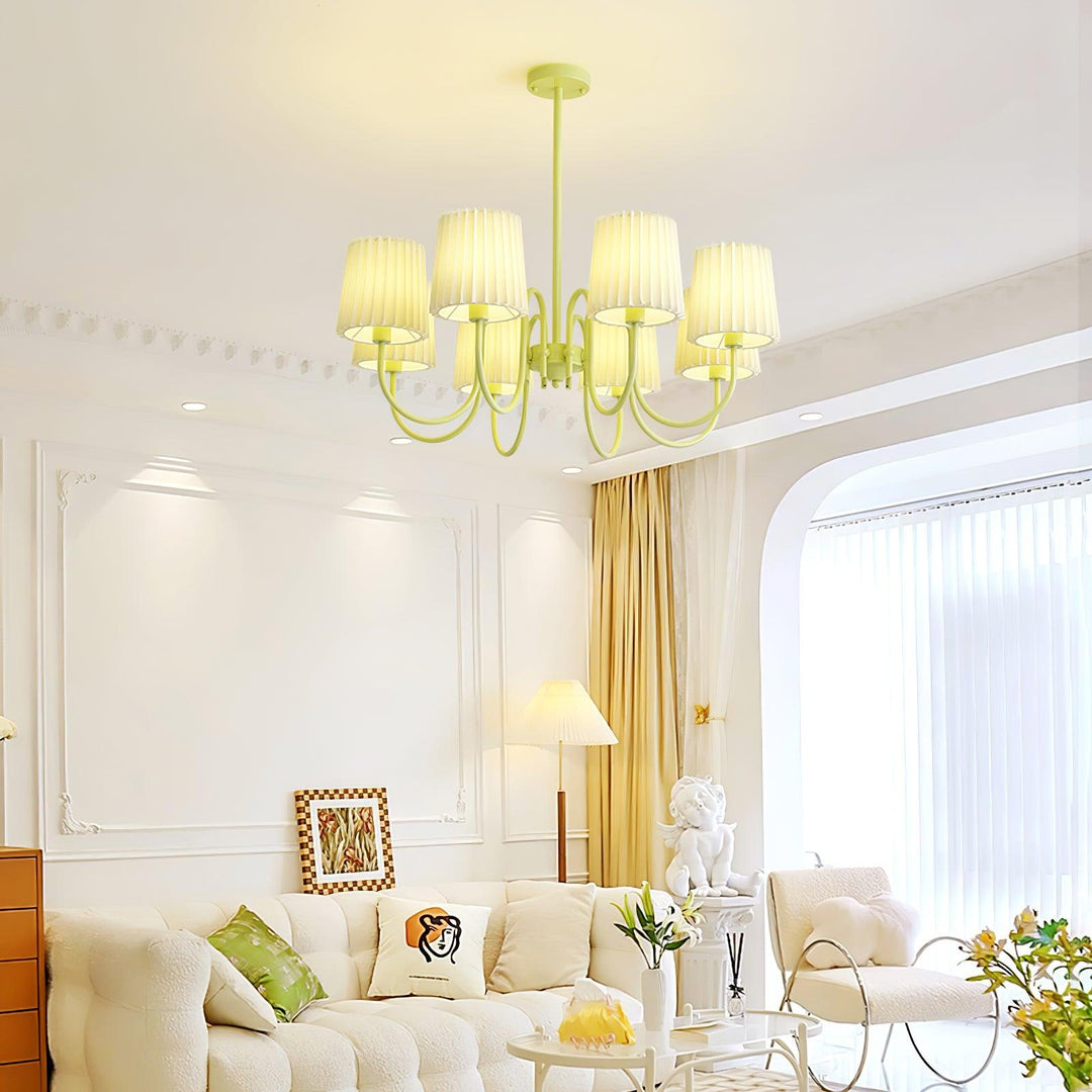 Pleated Fabric Matcha Chandelier - Vakkerlight