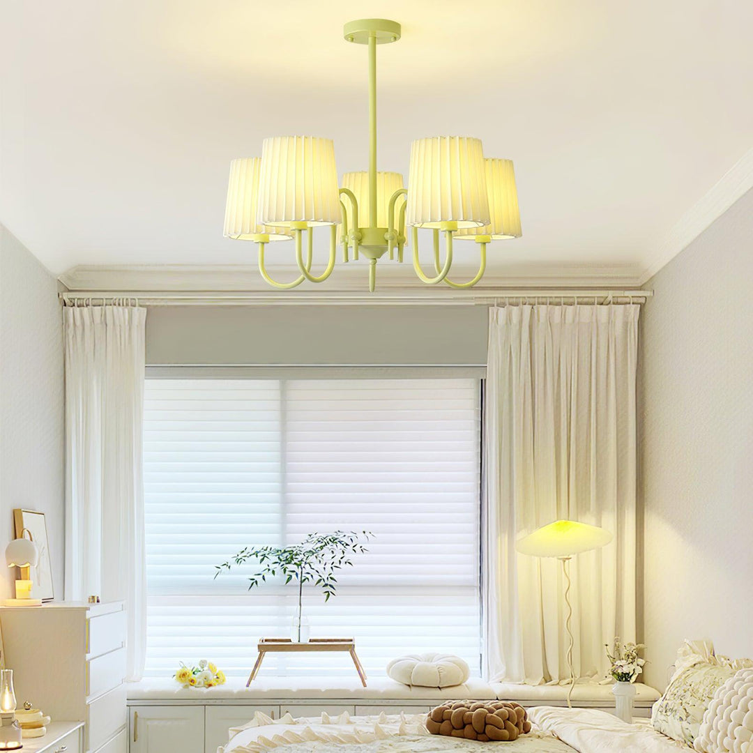 Pleated Fabric Matcha Chandelier - Vakkerlight