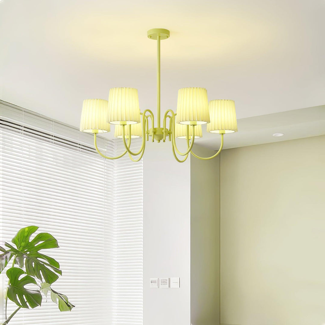 Pleated Fabric Matcha Chandelier - Vakkerlight