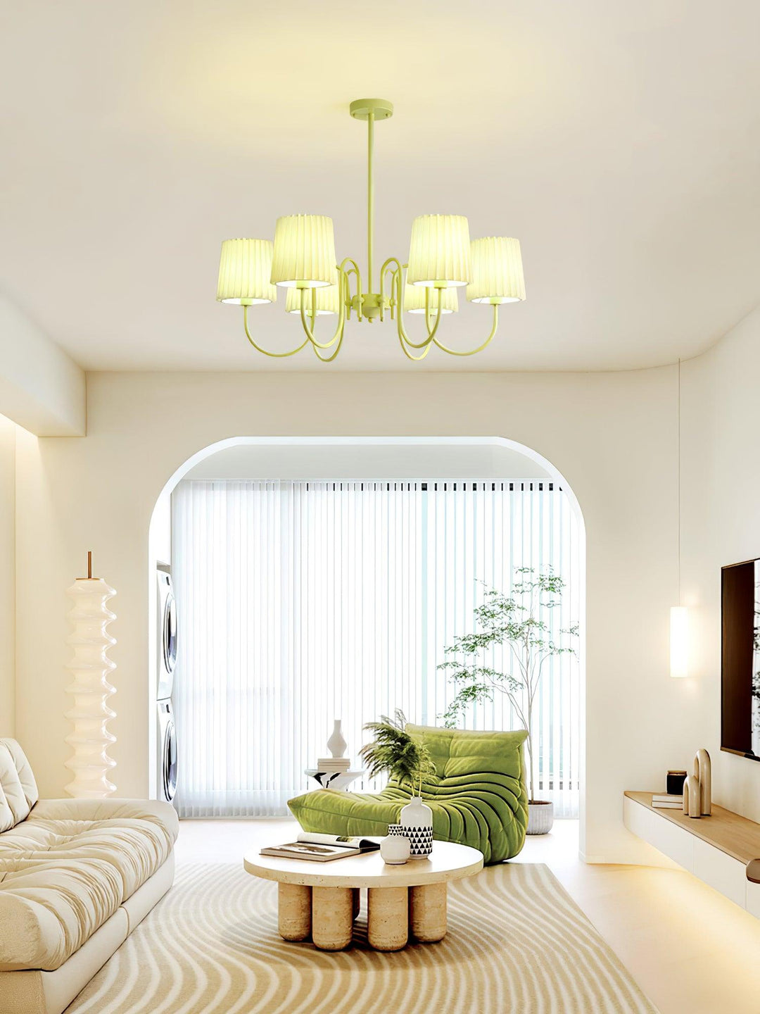 Pleated Fabric Matcha Chandelier - Vakkerlight