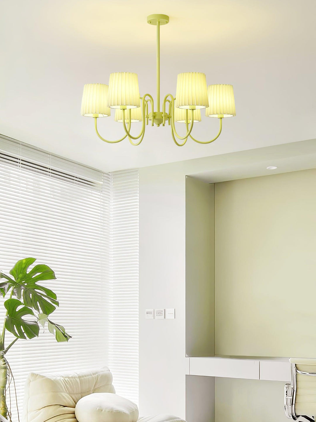 Pleated Fabric Matcha Chandelier - Vakkerlight