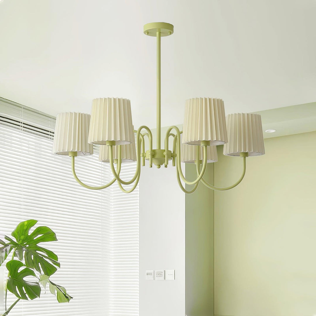 Pleated Fabric Matcha Chandelier - Vakkerlight