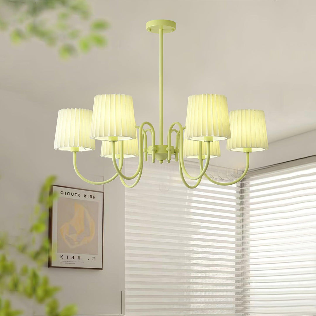 Pleated Fabric Matcha Chandelier - Vakkerlight