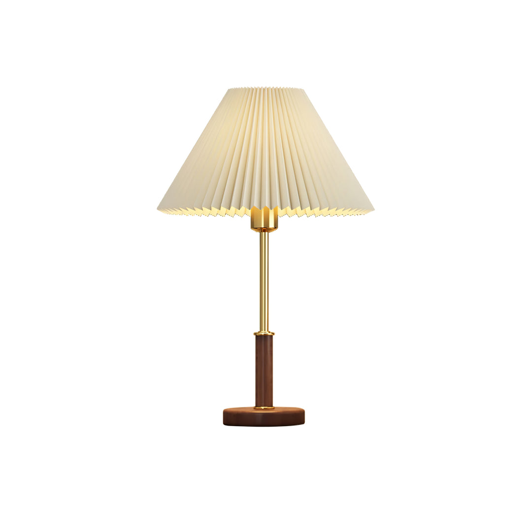 Pleated Walnut Table Lamp