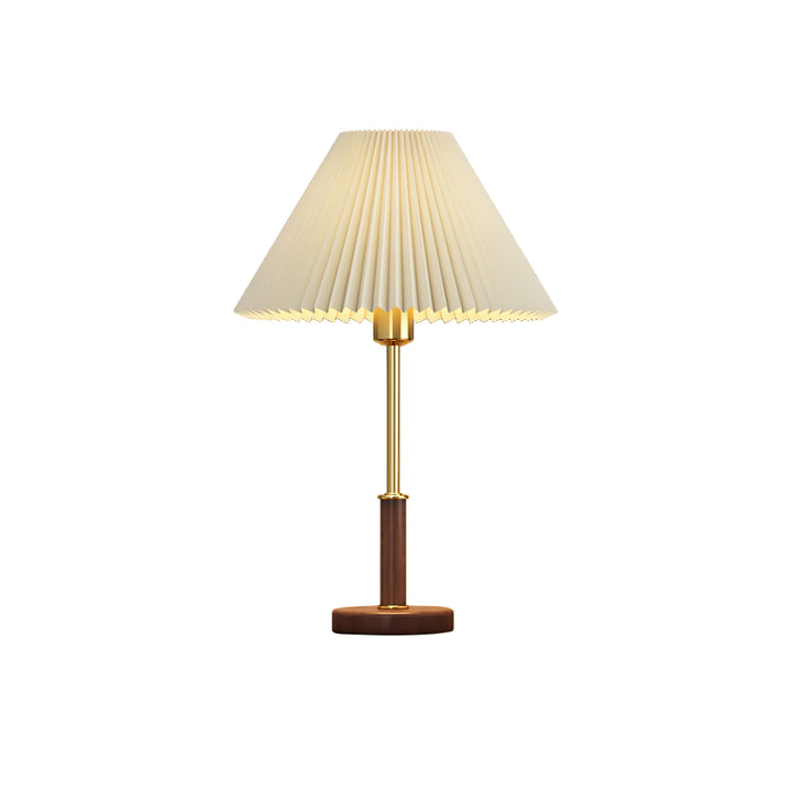 Pleated Walnut Table Lamp