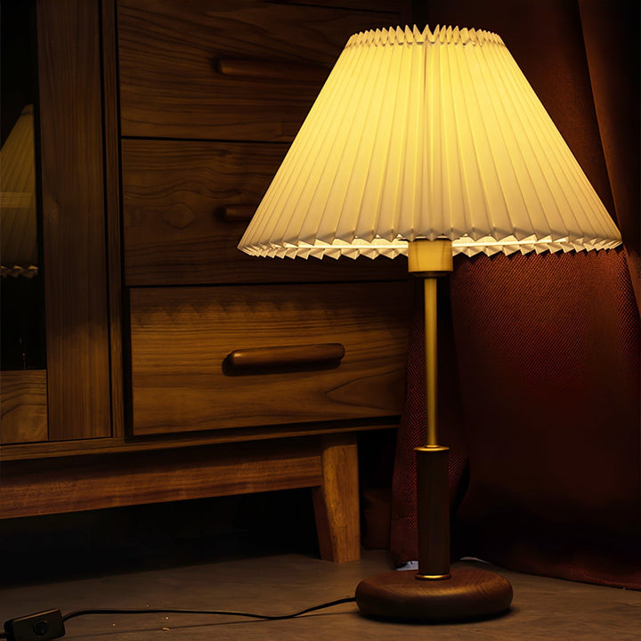 Pleated Walnut Table Lamp - Vakkerlight