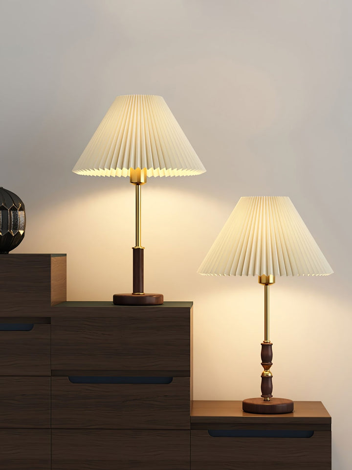 Pleated Walnut Table Lamp - Vakkerlight