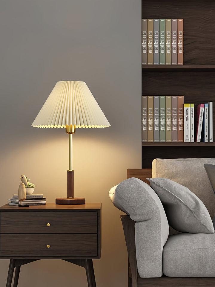 Pleated Walnut Table Lamp - Vakkerlight