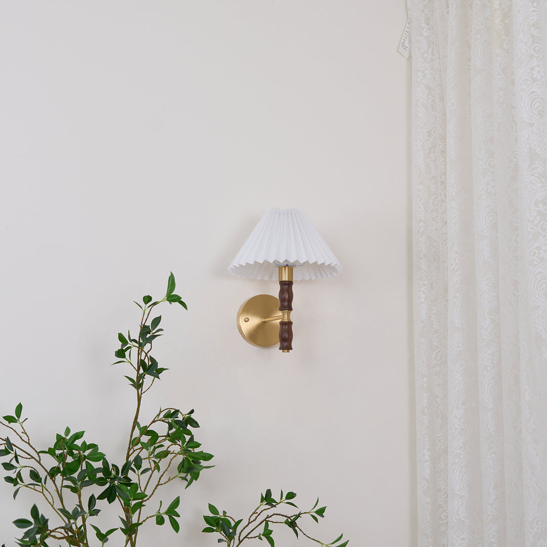 Pleated Walnut Wall Light