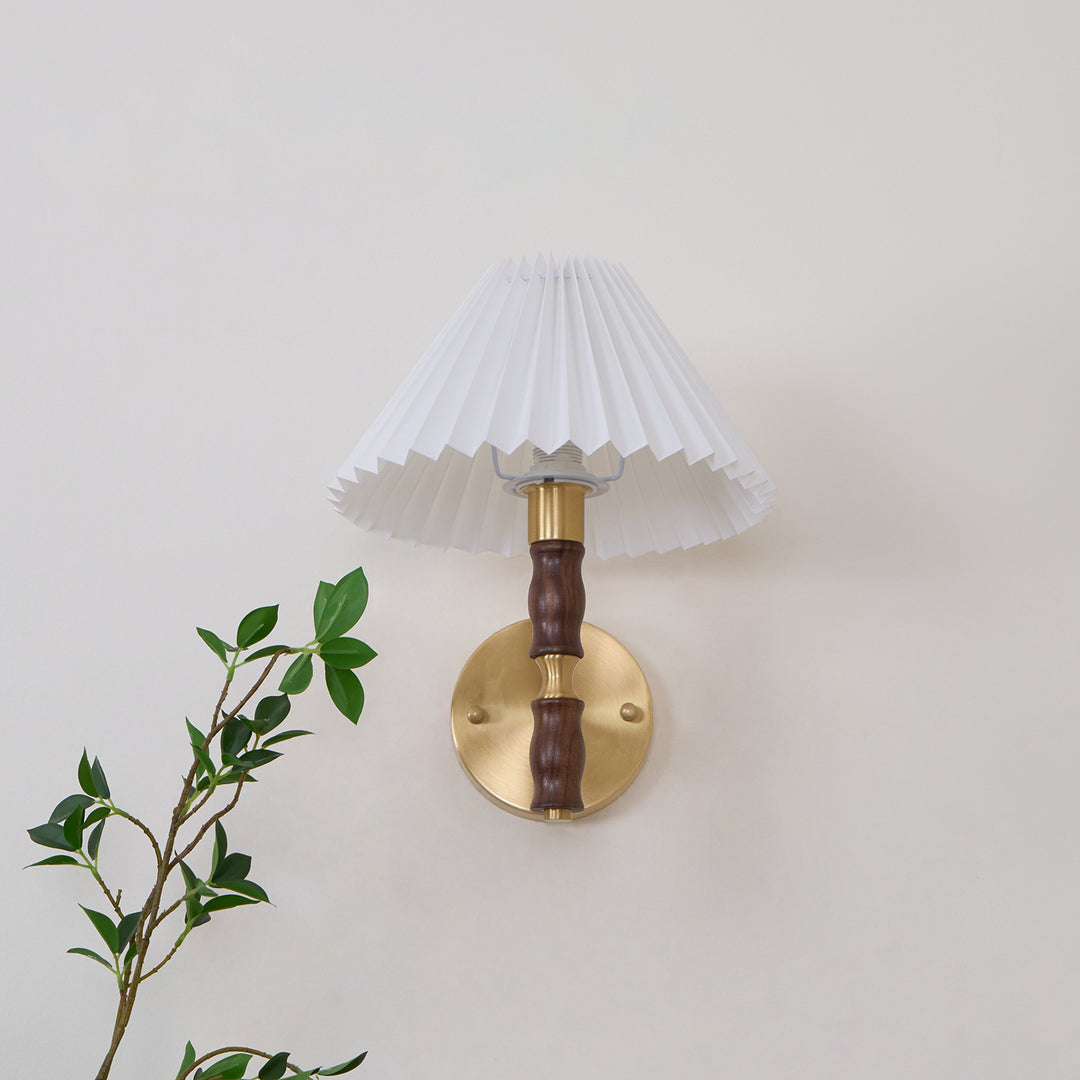 Pleated Walnut Wall Light