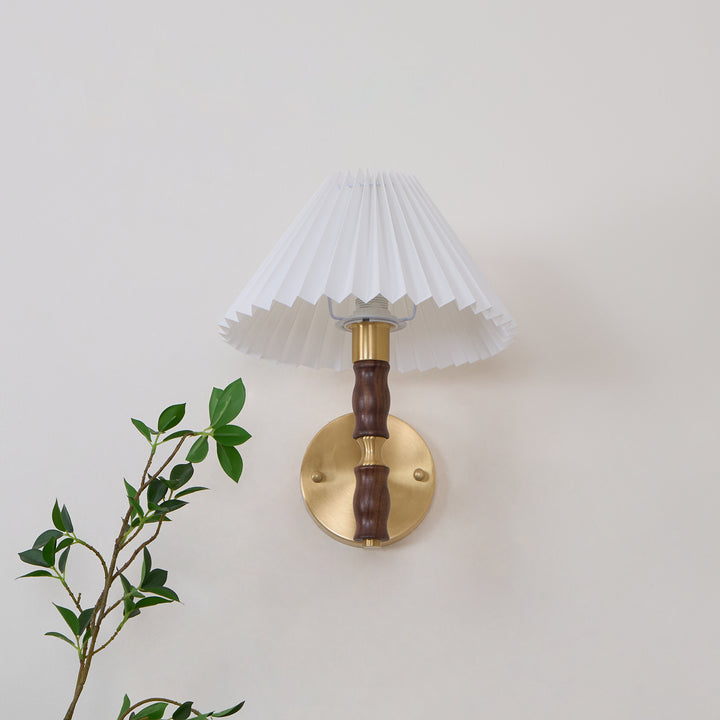 Pleated Walnut Wall Light