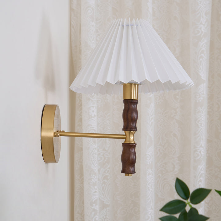 Pleated Walnut Wall Light