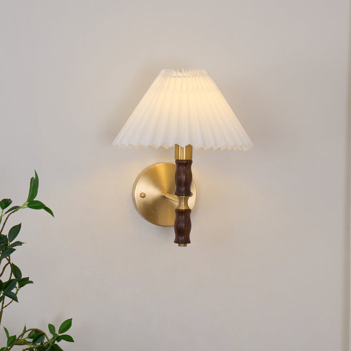 Pleated Walnut Wall Light