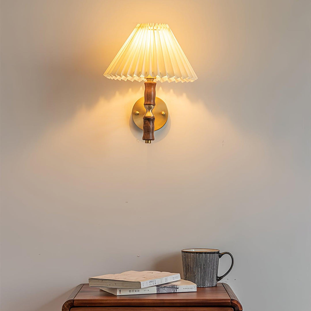 Pleated Walnut Wall Light - Vakkerlight