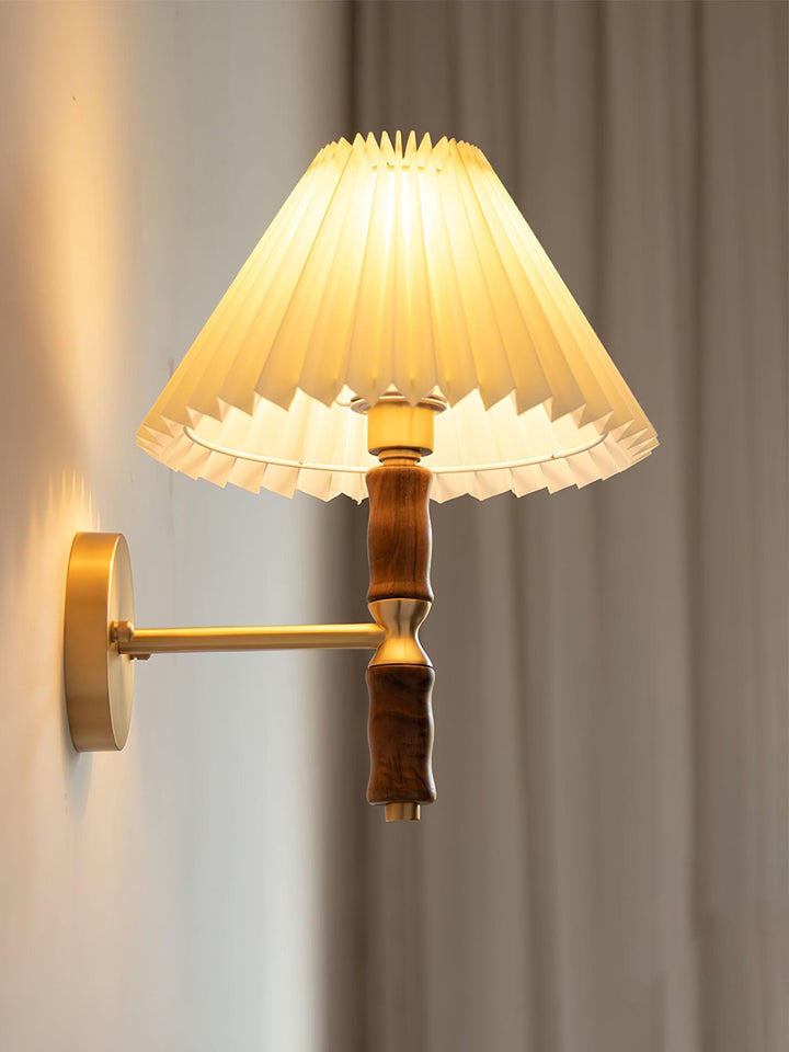 Pleated Walnut Wall Light - Vakkerlight